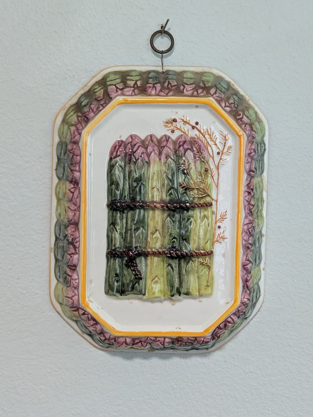 Vintage ABC Bassano Italy Ceramic Asparagus Wall Hanging Mold / Platter
